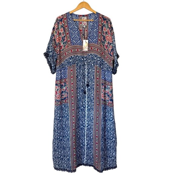 Johnny Was V Neck Tassel Ocia Slip Dress Multi Womens Size M Pockets Embroidered - Picture 2 of 11